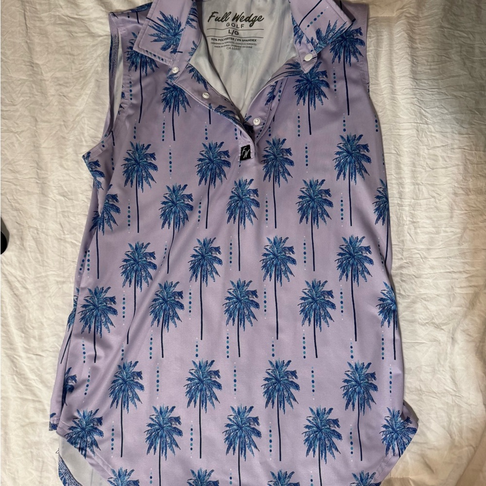 Women's Purple Palm Tree Sleeveless Top